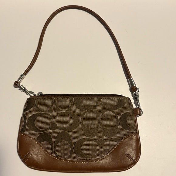 Coach Signature Print and Leather Wristlet Brown - Picture 2 of 5